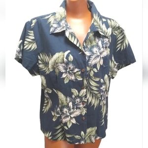 Aloha Republic Hawaiian Shirt Summer Navy Tropical Hawaii USA Vintage Button